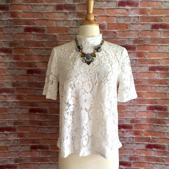 LOFT Tops - LOFT white lace mock neck top